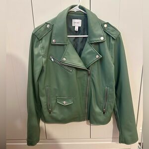 Nine West faux leather moto green jacket